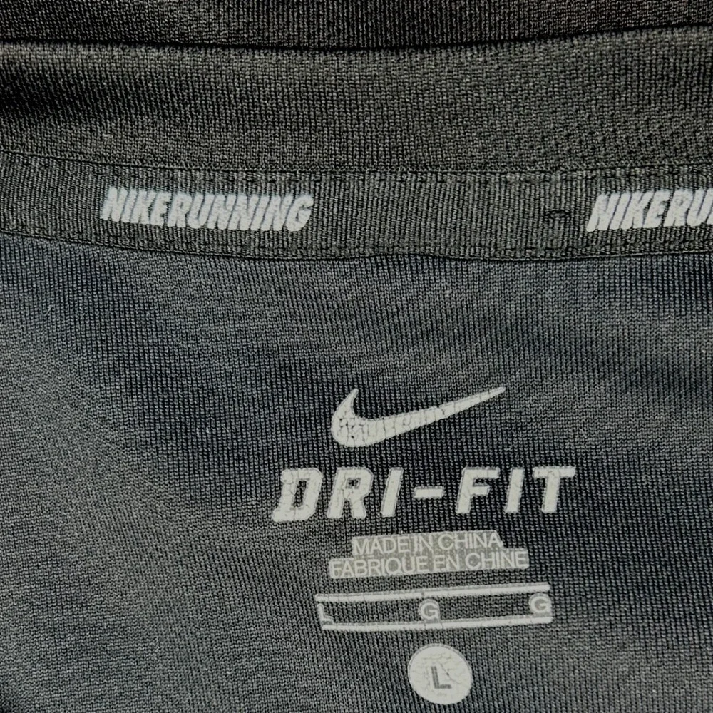 Nike Running Dri-FIT Shirt Large Mens Black Short Sleeve Reflective Raglan Tee